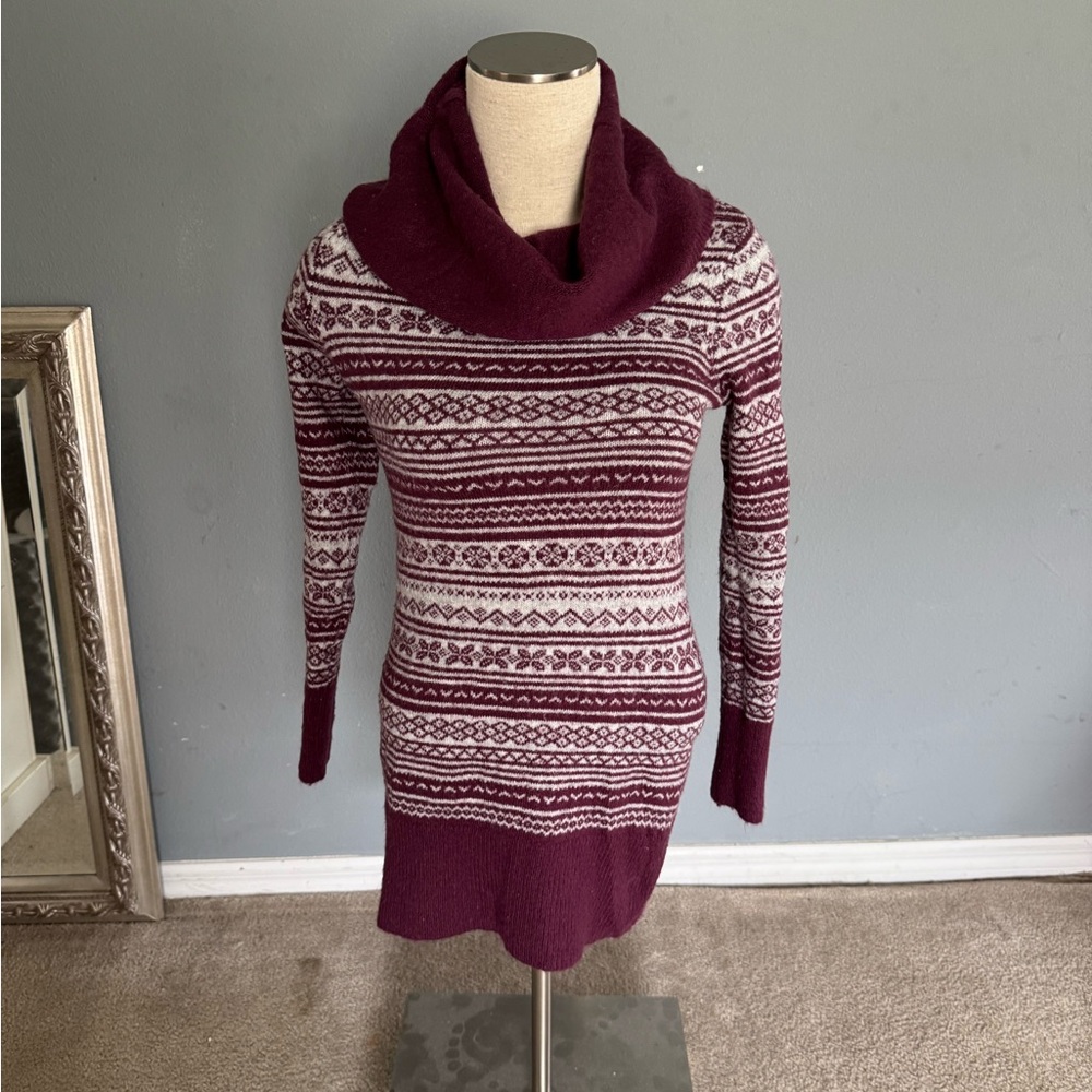 Cambridge Dry Goods Pyrple and Gray Cowl Neck Sweater